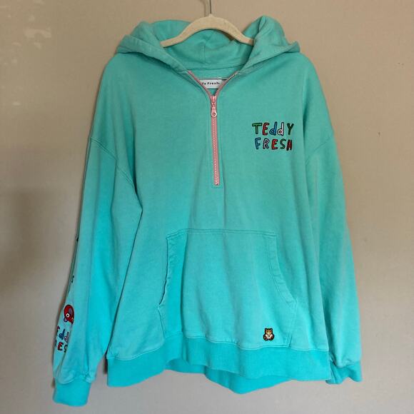 Teddy Fresh I Need A Hug Quarter Zip Hoodie Sweatshirt Pullover Size L Large - Picture 15 of 16
